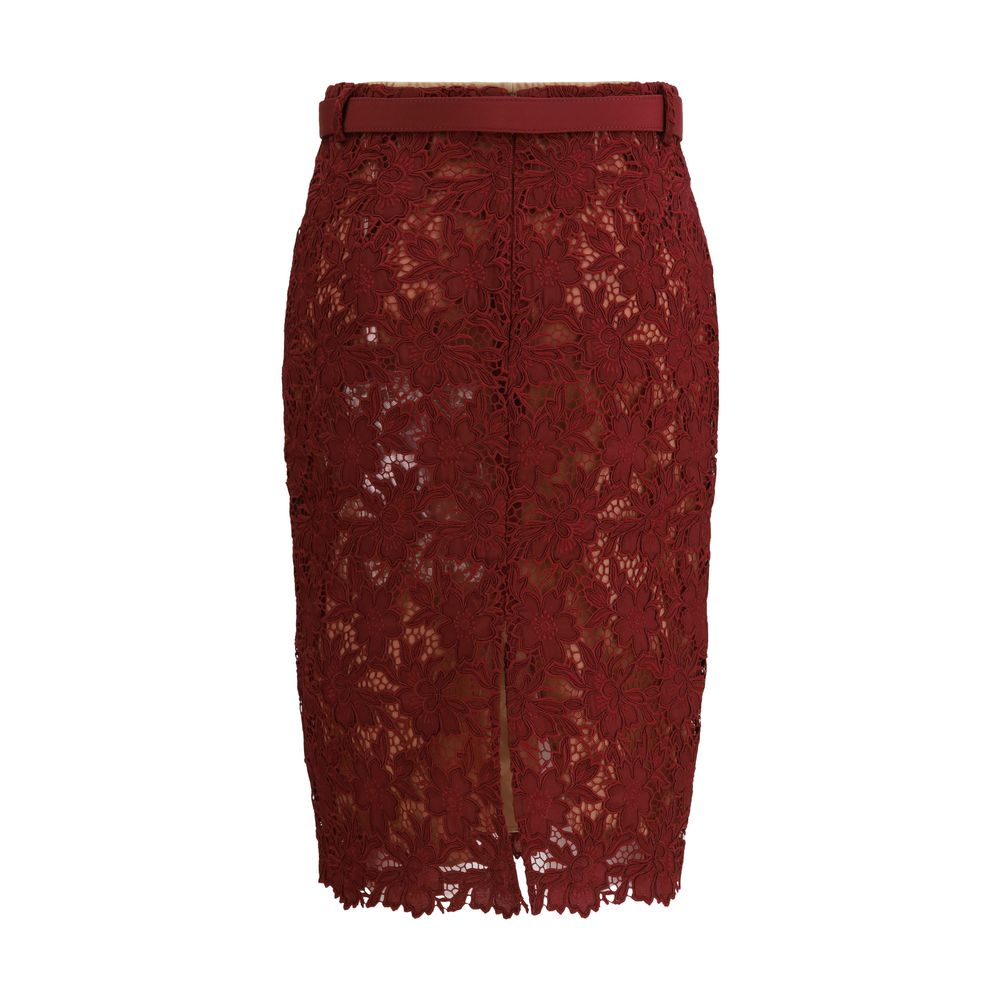 Bordeaux Polyester Midi Skirt