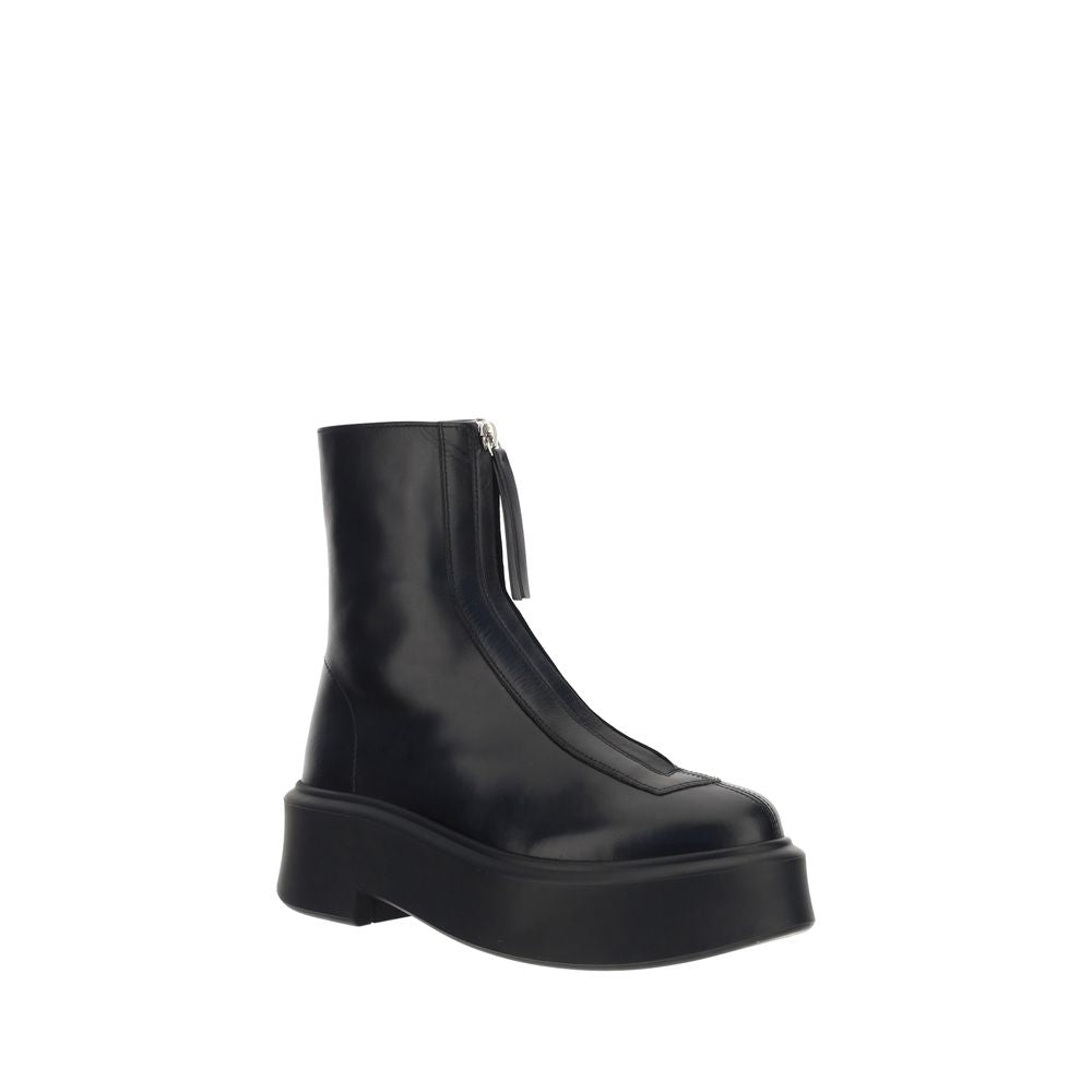 Black Calf Leather Bos Taurus Ankle Boots