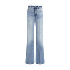 Blue Cotton Flared Jeans