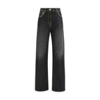 Black Cotton Straight-Leg Jeans