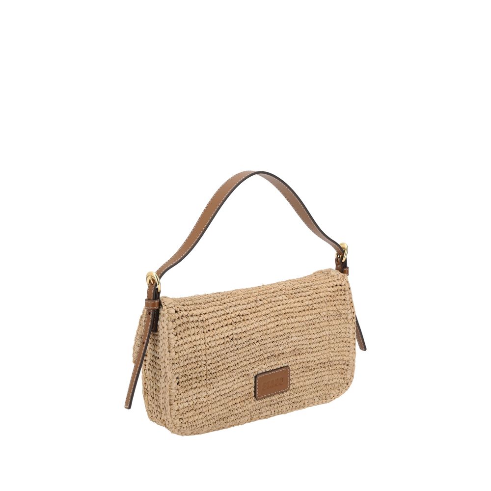 Beige Raffia Shoulder Bag