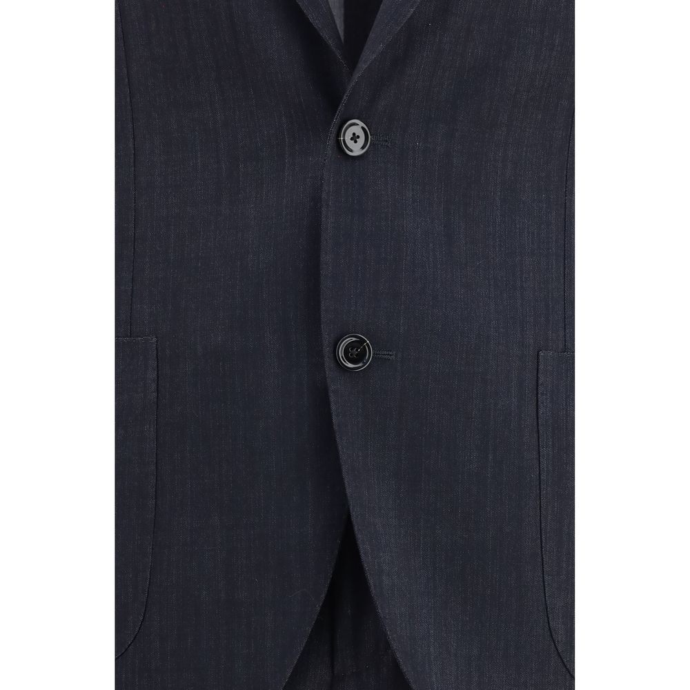 Blue Cotton Two-Piece Suit