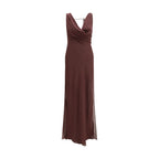 Brown Silk Long Dress
