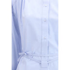 Blue Cotton Casual Dress