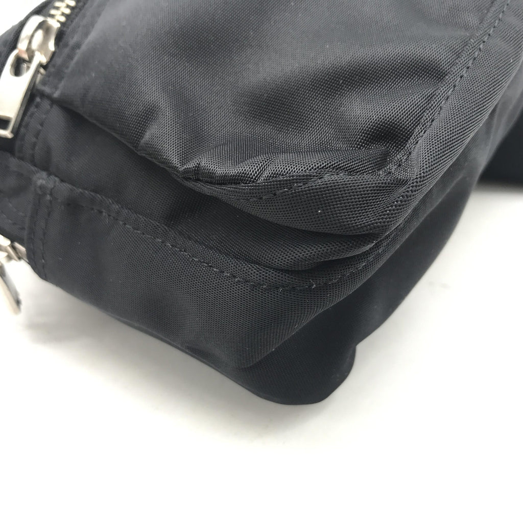 Black Waist Pouch With Zippered Compartments
