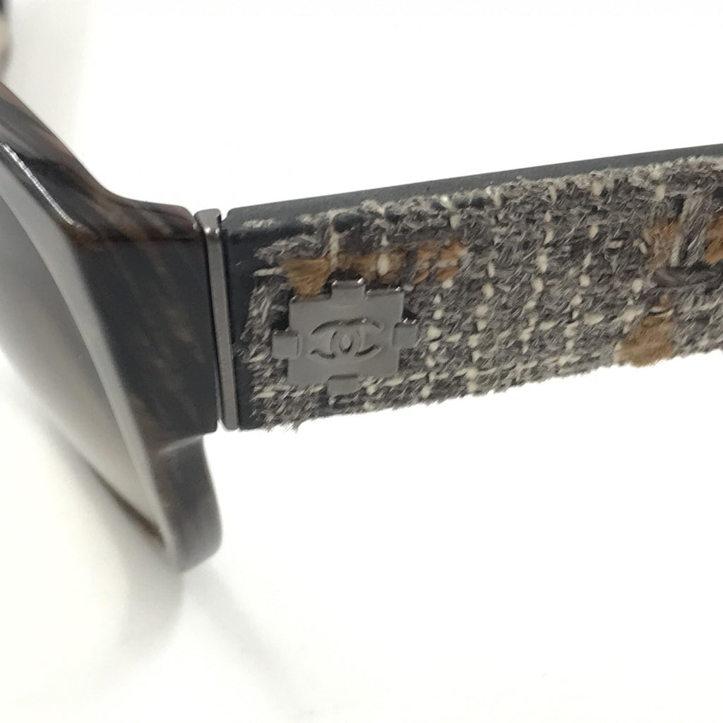 Brown Frame With Tweed Accents Sunglasses