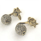 Crystal Embellished Metal Bee Earrings