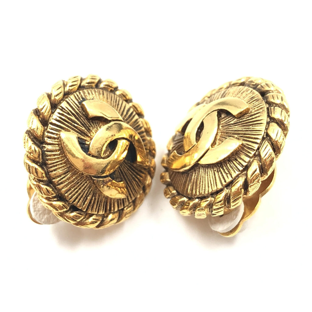 Gold Plated CC Clip On Earrings