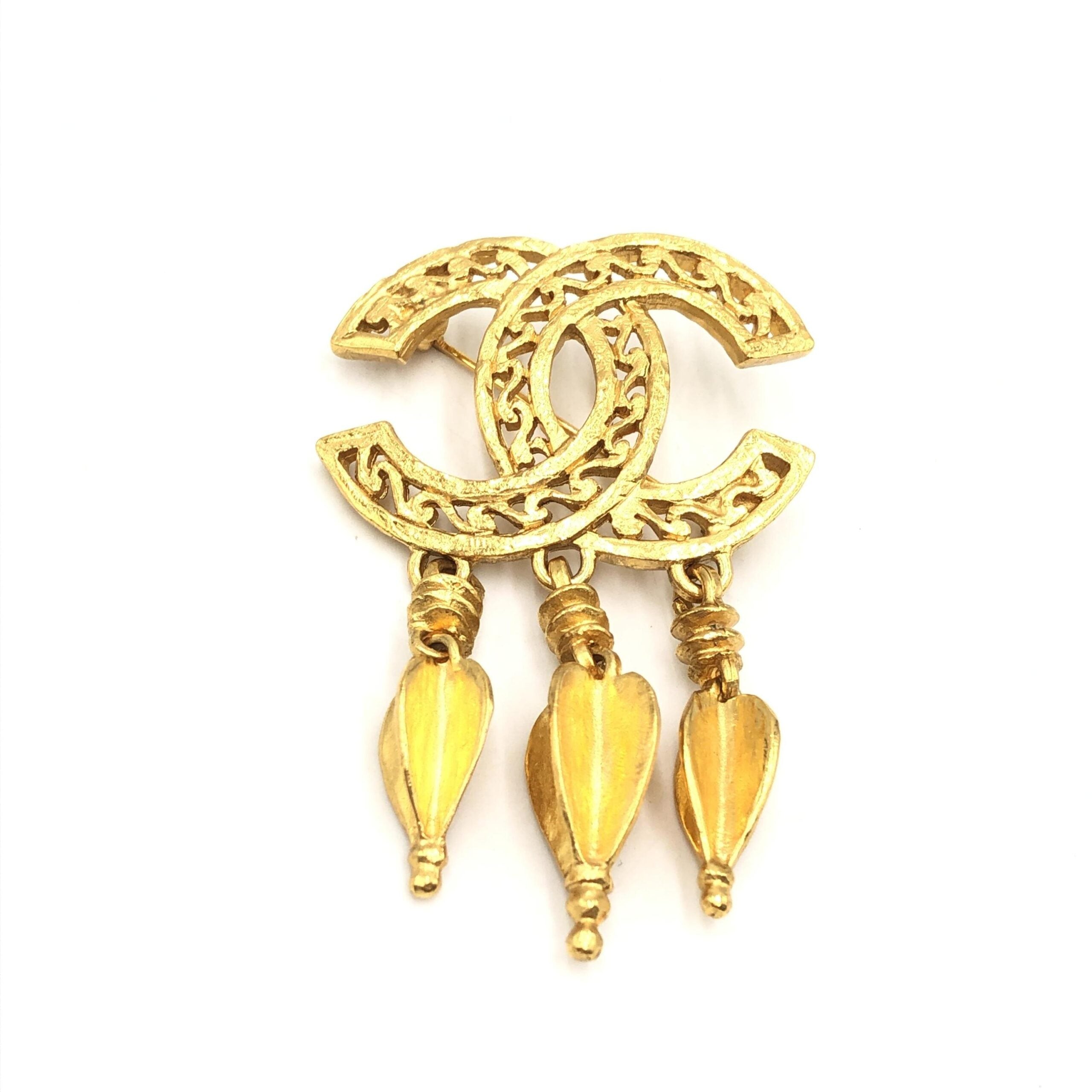 Gold Plated CC Logo Brooch