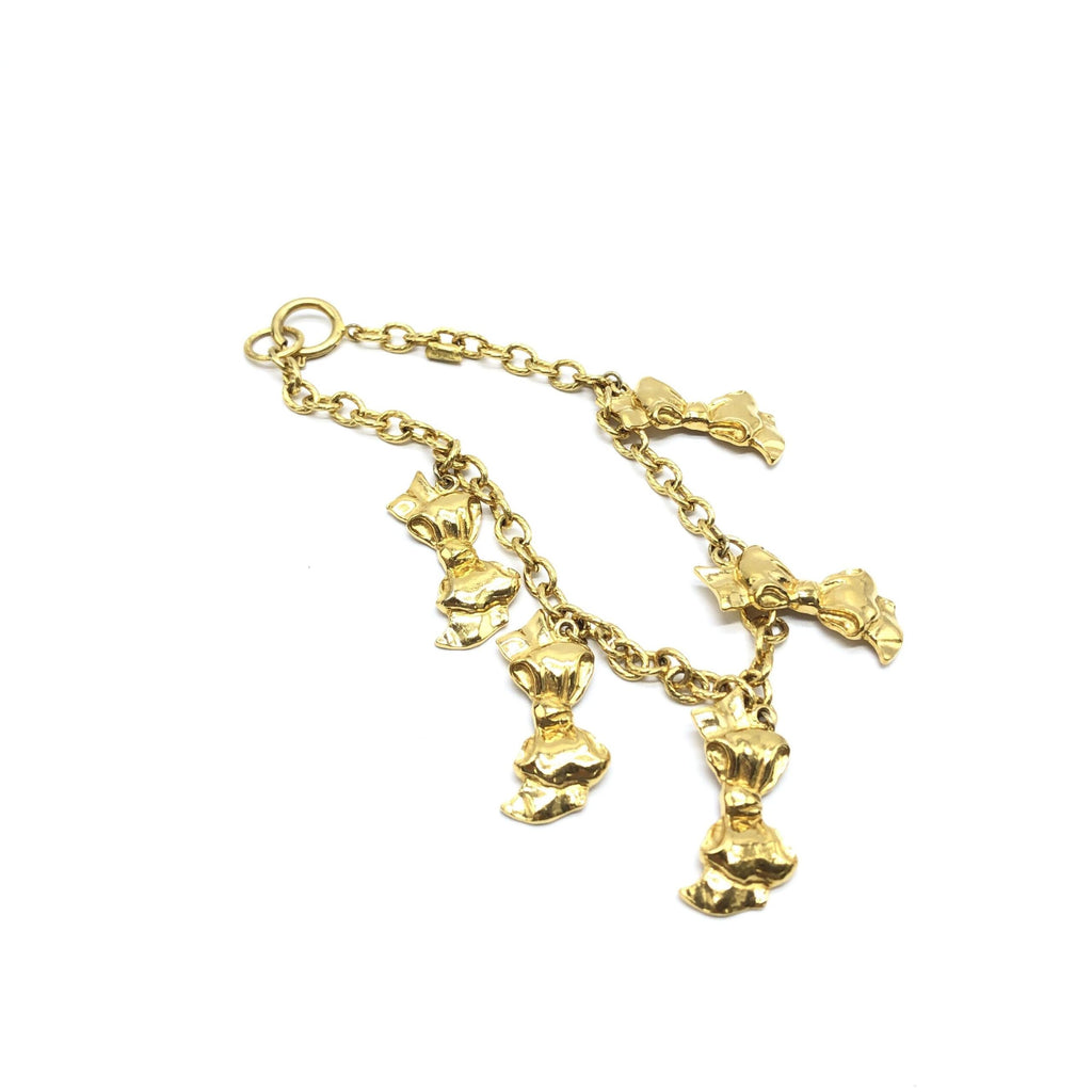 Gold Plated Chain Necklace With Bow Charms