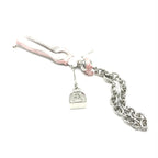 Silver Chain With Pink Ribbon Detail