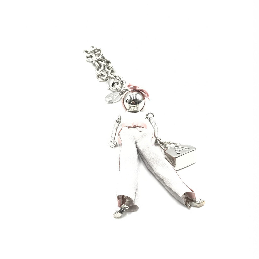 Silver Chain With Pink Ribbon Detail