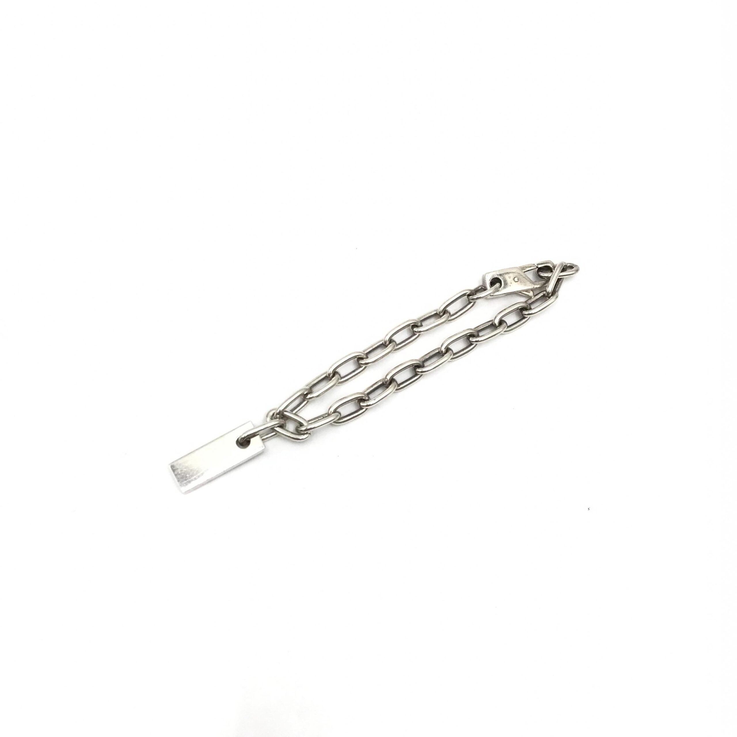 Sterling Silver Logo Plate Chain Bracelet