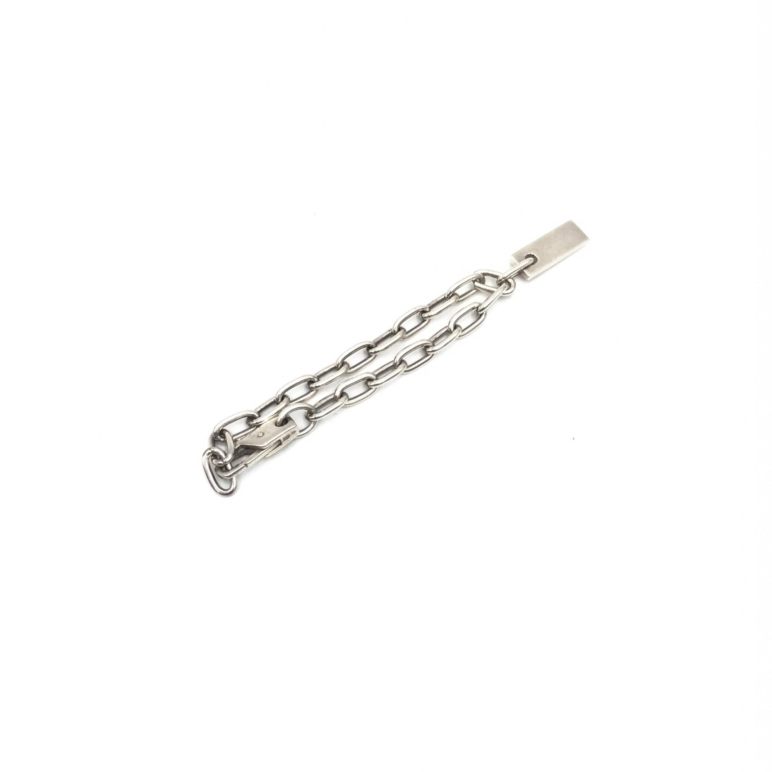 Sterling Silver Logo Plate Chain Bracelet