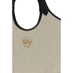 Beige Cotton Shoulder Bag
