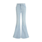Blue Cotton Flared Jeans