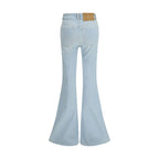 Blue Cotton Flared Jeans