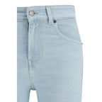 Blue Cotton Flared Jeans