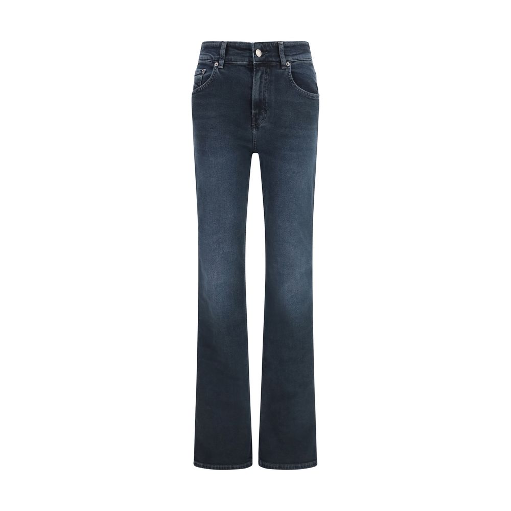 Blue Cotton Flared Jeans