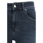 Blue Cotton Flared Jeans