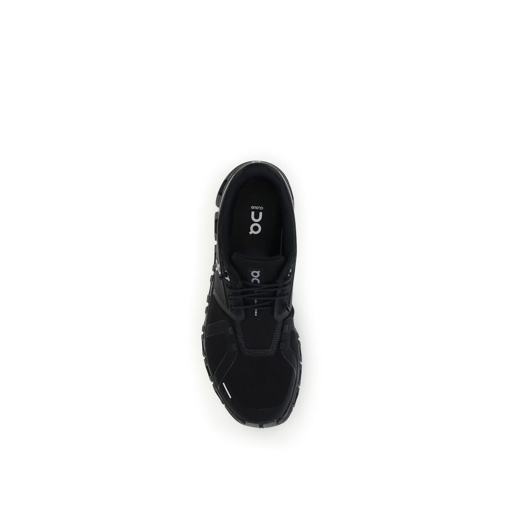 Black Polyurethane Athletic Sneakers