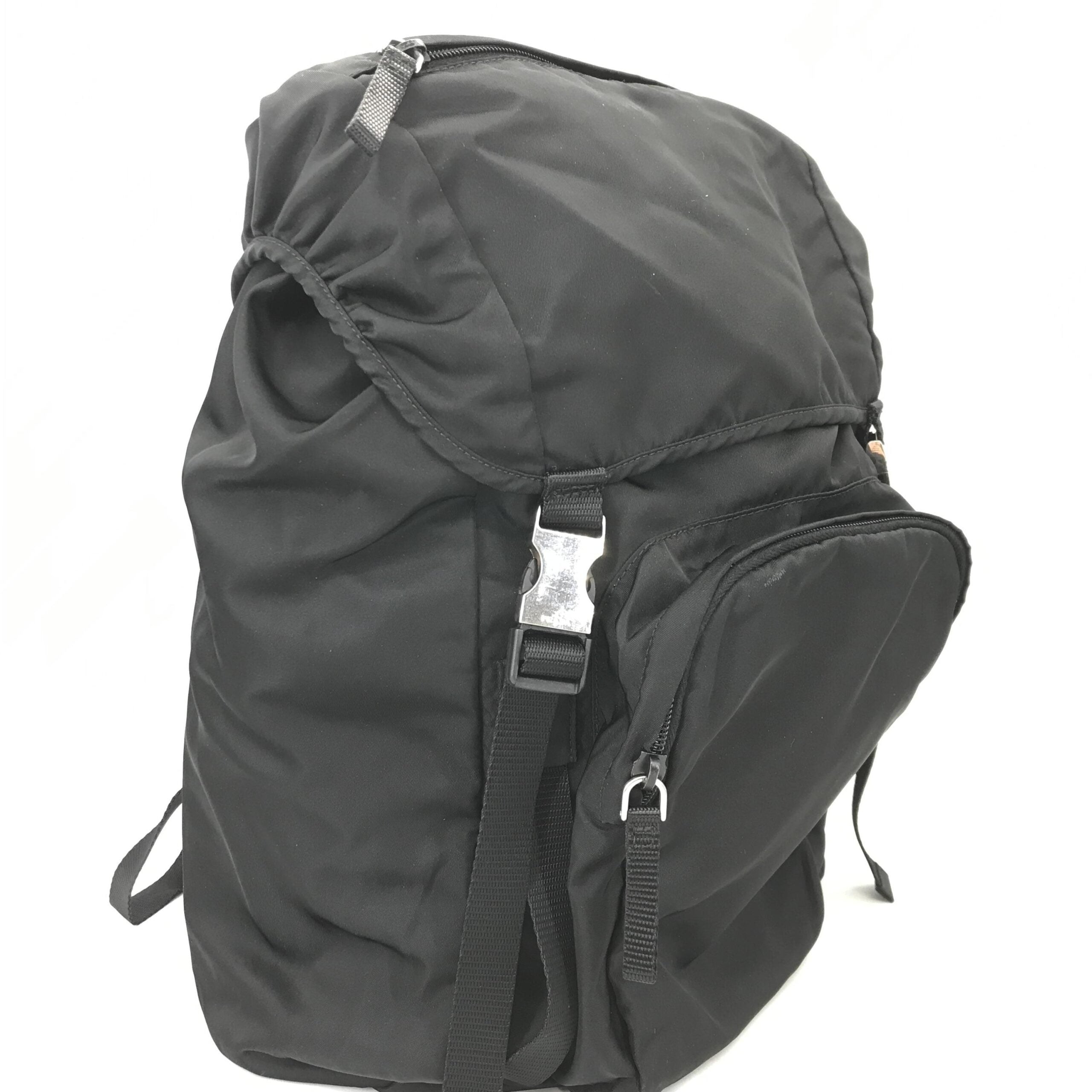 Black Nylon Backpack With Adjustable Straps
