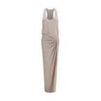 Gray Polyester Long Dress