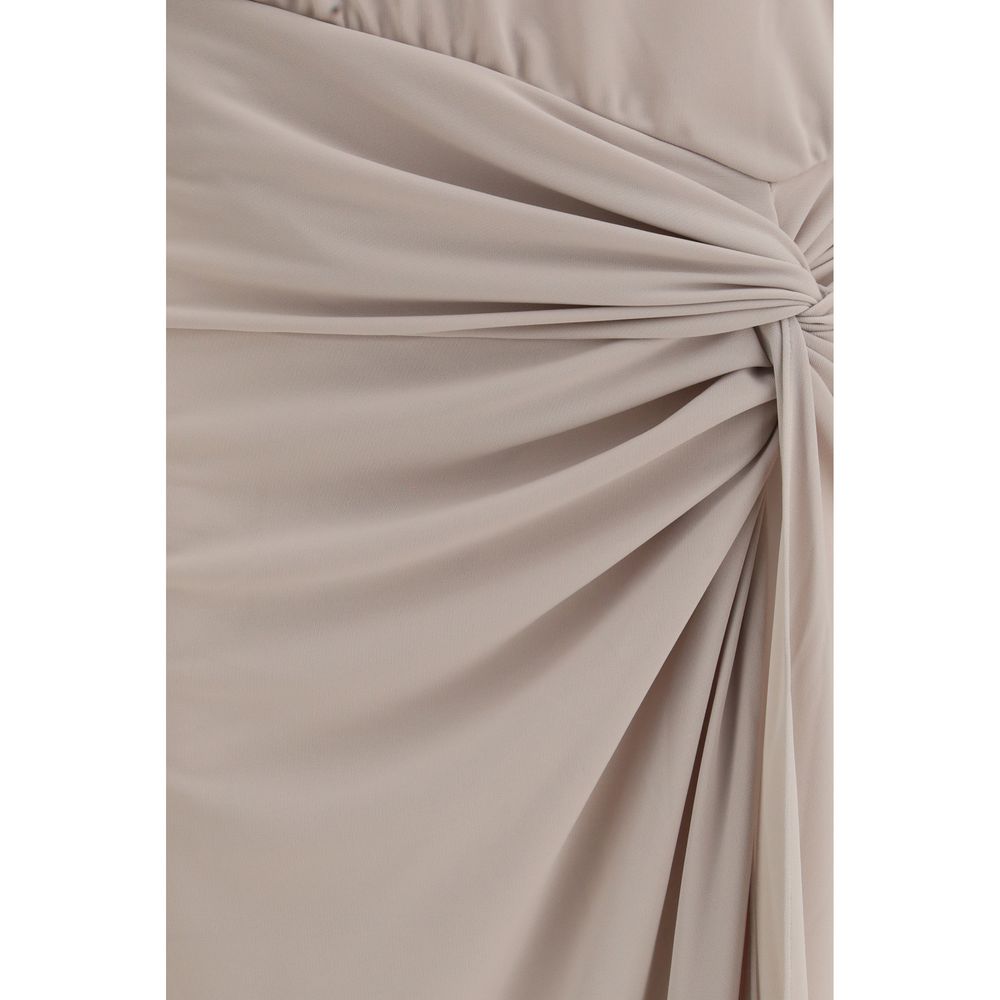 Gray Polyester Long Dress