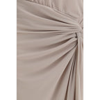 Gray Polyester Long Dress
