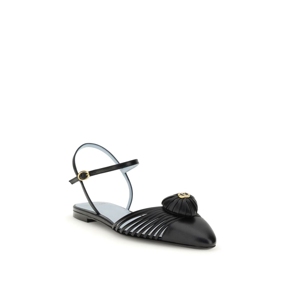 Black Calf Leather Bos Taurus Ballet Flats