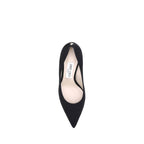 Black Goatskin Mid Heel Pumps