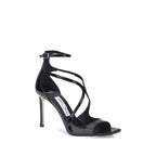 Black Calf Leather Bos Taurus Stiletto Heel Sandals