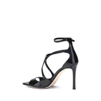 Black Calf Leather Bos Taurus Stiletto Heel Sandals
