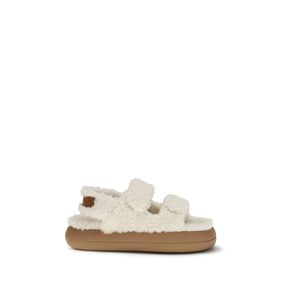 White Calf Leather Bos Taurus Flat Sandals