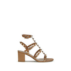 Beige Calf Leather Bos Taurus Strap-On Sandals