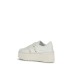 White Calf Leather Bos Taurus Platform Sneakers