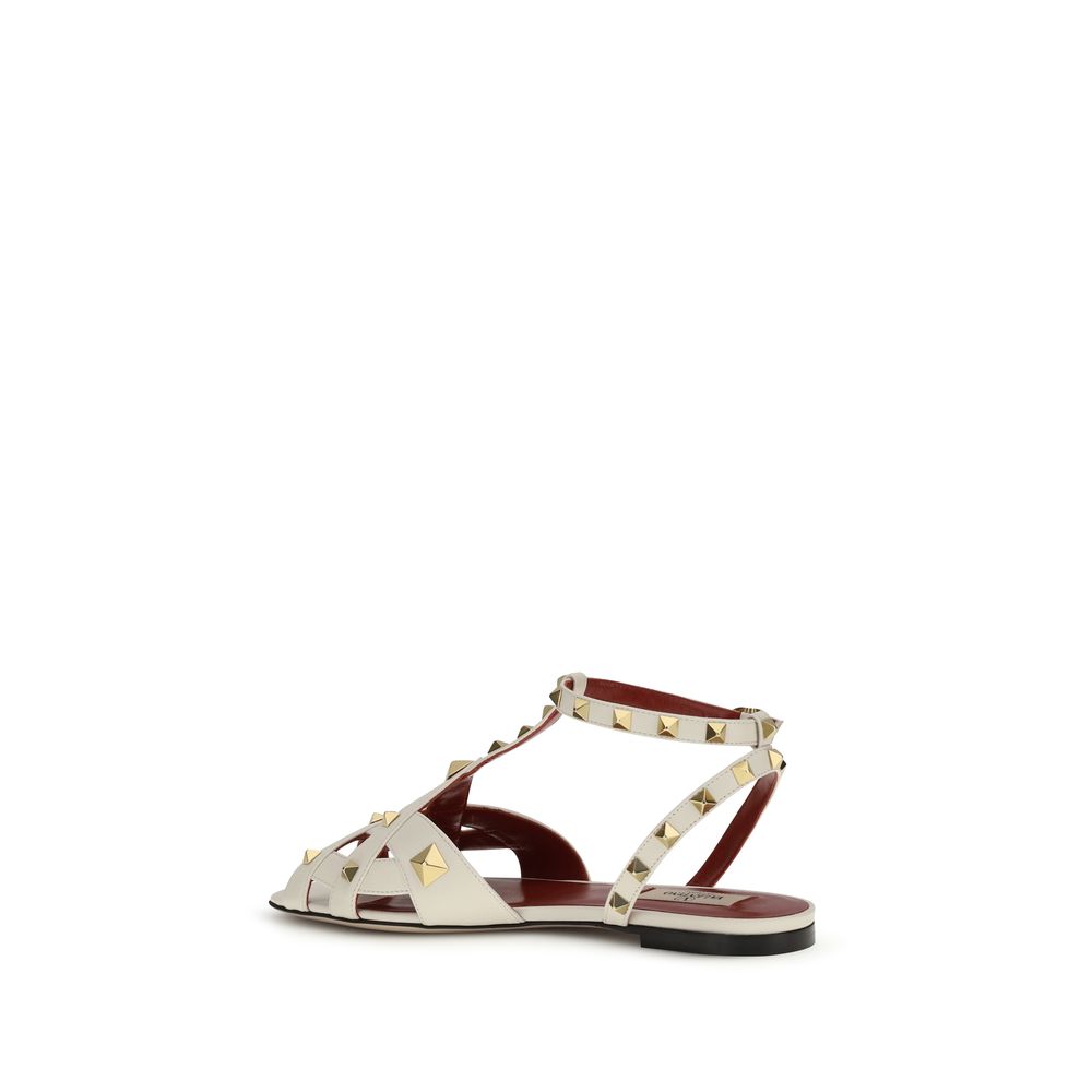 Beige Goatskin Flat Sandals