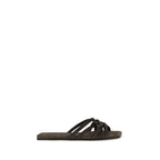 Brown Calf Leather Bos Taurus Flat Sandals