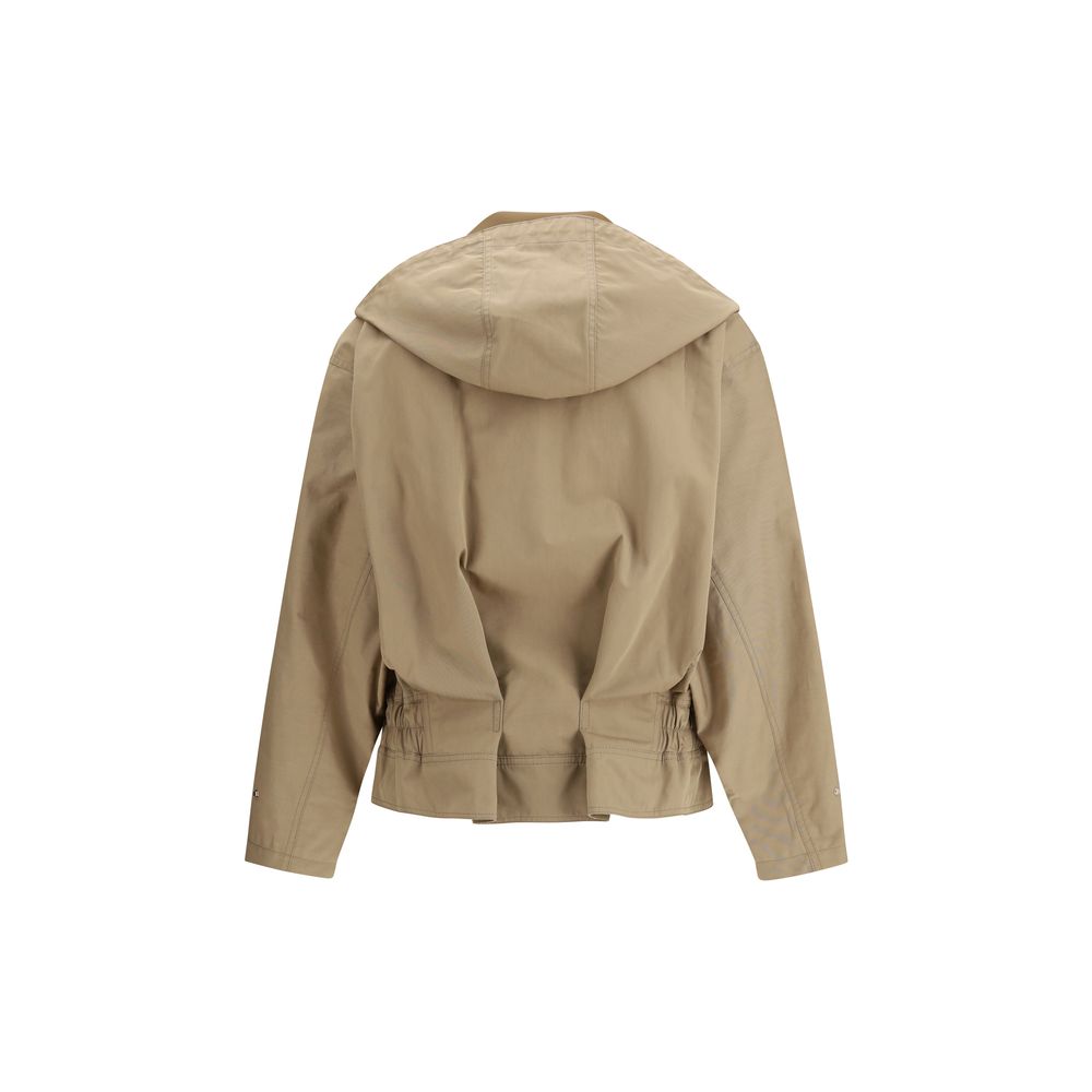 Beige Cotton Full-Length Jacket