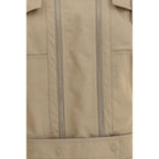 Beige Cotton Full-Length Jacket