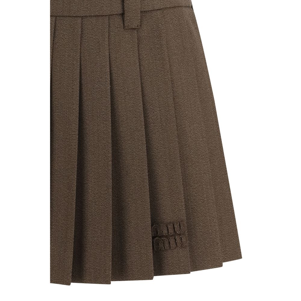 Brown Cotton Mini Skirt