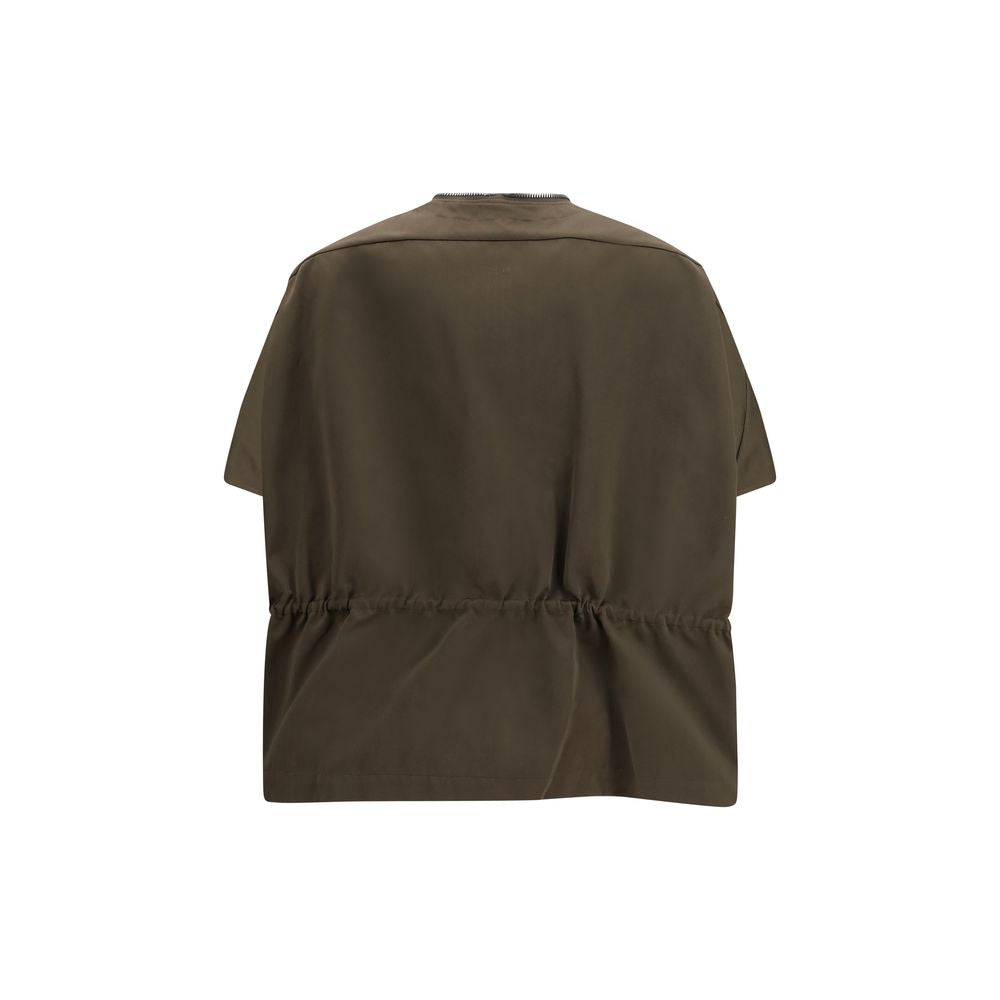 Brown Polyester Sleveless Jacket