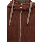 Brown Cotton Sleveless Jacket
