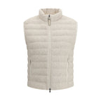 Beige Goose Down Sleveless Jacket