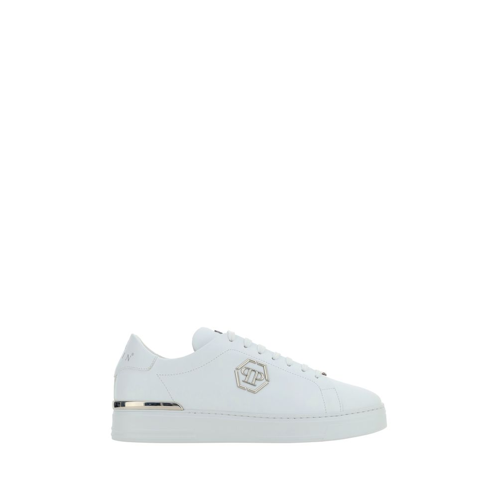 White Leather Low Top Sneakers