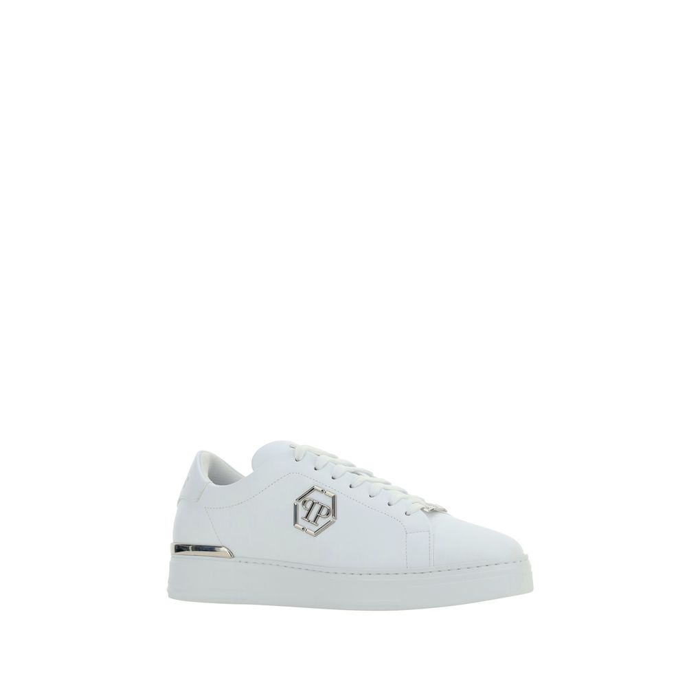 White Leather Low Top Sneakers