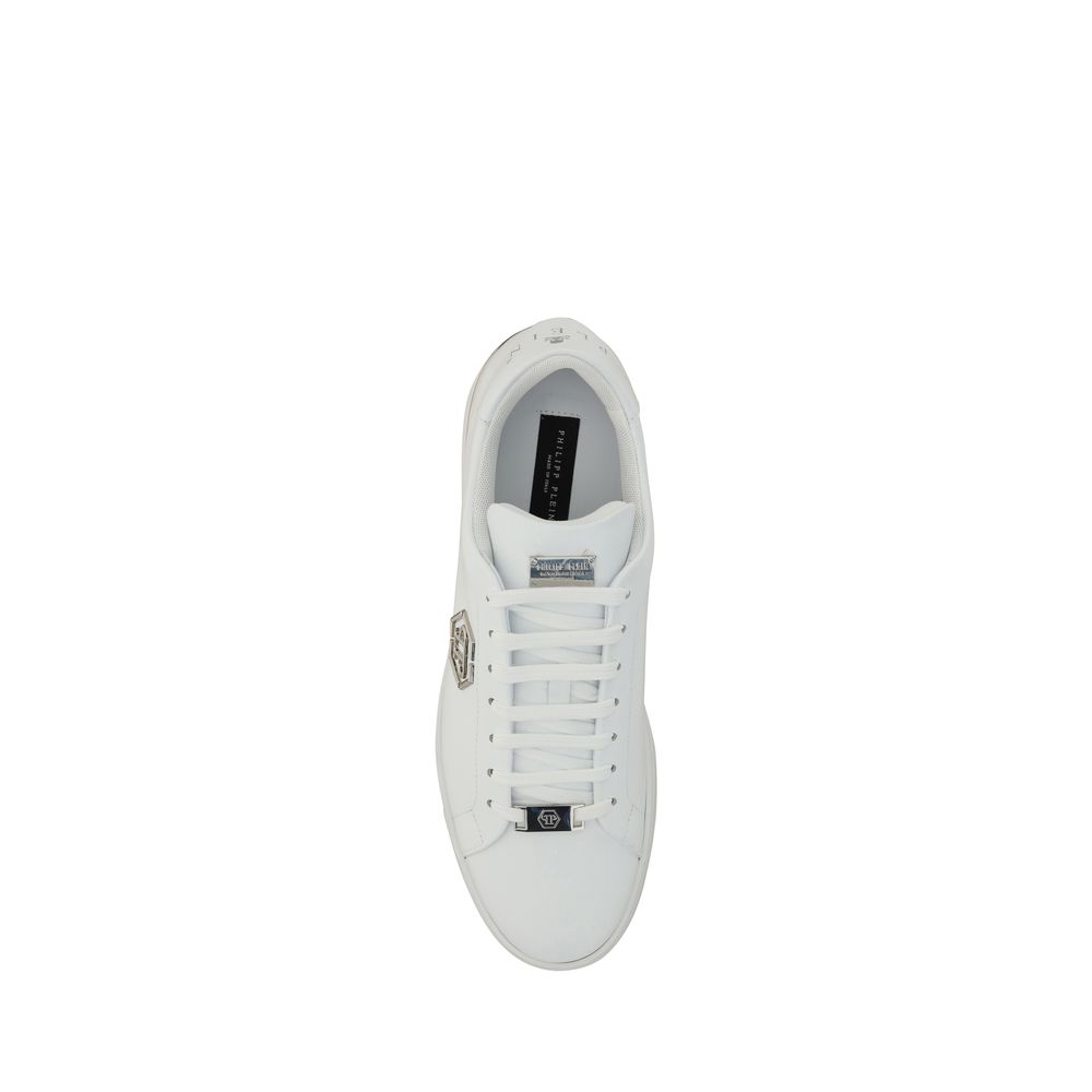 White Leather Low Top Sneakers