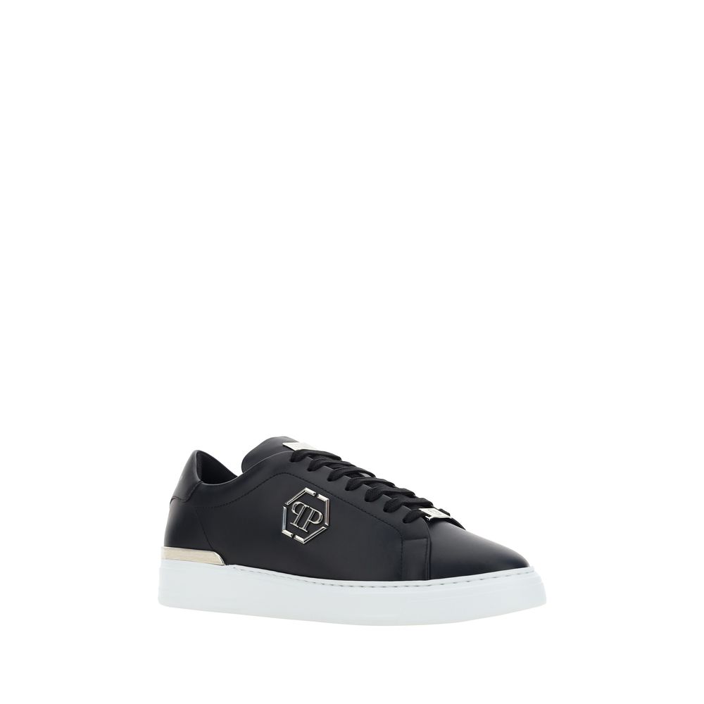 Black Leather Low Top Sneakers