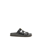 Black Calf Leather Bos Taurus Sandals
