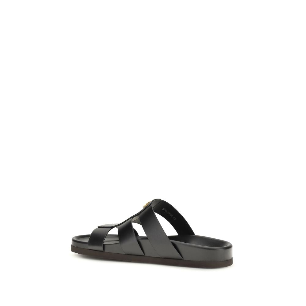 Black Calf Leather Bos Taurus Sandals